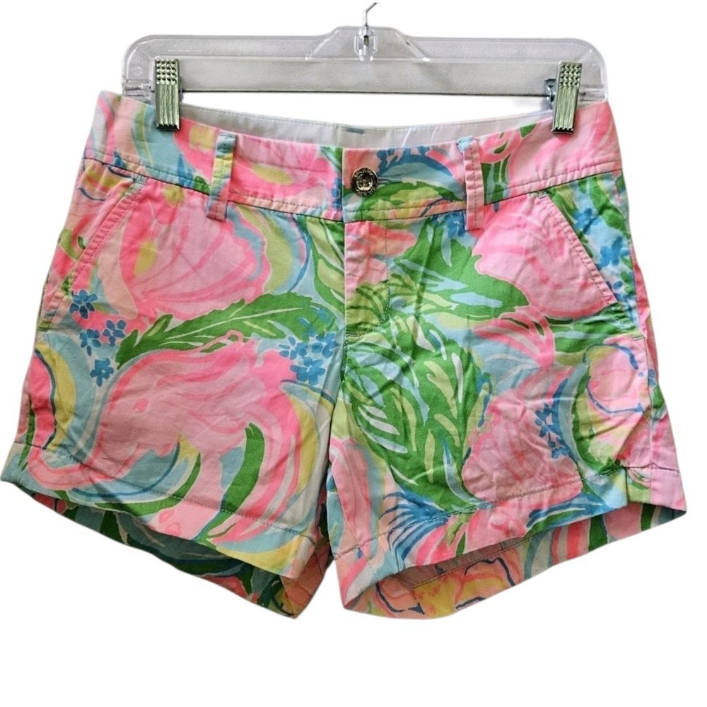 Lilly Pulitzer Callahan Shorts sz 2 Floral AOP Colorful Coastal Tropical Resort